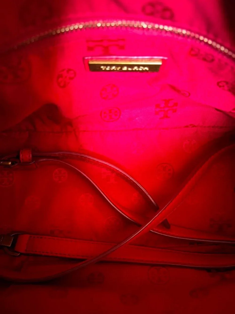 Tory Burch Robinson Pebbled Leather Convertible Satchel Tote Red Crossbody Bag